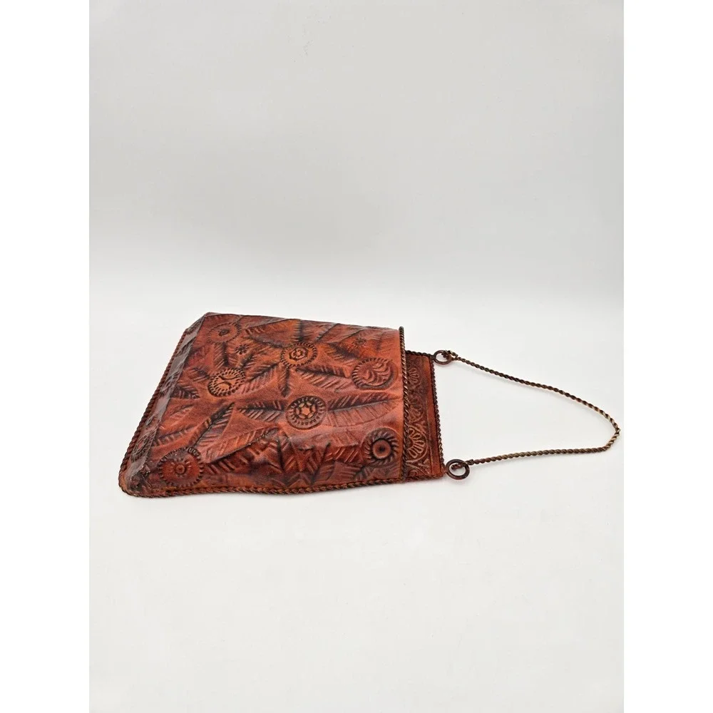 Metal Hanging Wall Pocket Orange Floral‎ Repousse Embossed